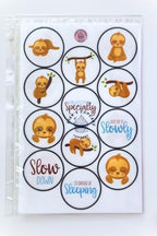 24 Sloth Cake Decorations, Cute Sloth Edible Cupcake Toppers - Stand Up Disc Wafer Cake Decorations, Rainforest Animal Jungle Baby Shower, 4cm / 1.5 Inch Wafer Card Discs UNCUT