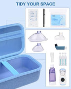 Asthma Inhaler Case Portable Nebulizer and Spacer Storage for Kids and Adults - Travel Carrying Case for Masks, Inhaler Holder (Case Only)(Blue)