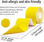 SOON GO Kinesiology Tape, 2IN x 16.4FT Uncut Athletic Tape, Waterproof Breathable Latex-Free, Muscle Recovery & Joint Support,Yellow (1/2/5 Rolls)