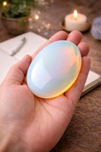 Natural Large Opalite Gemstone Polished Palm Stone Healing Crystals Thick Natural Reiki Worry Stone Energy Balancing Anxiety Stress Relief Meditation 1 Pc