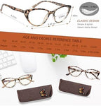 EYEURL Cat Eye Reading Glasses for Women -2 Pack of Blue Light Blocking Readers Spring Hinge Computer Eyeglass with Tortoise/Champagne Pattern Design Readers for women +1.50