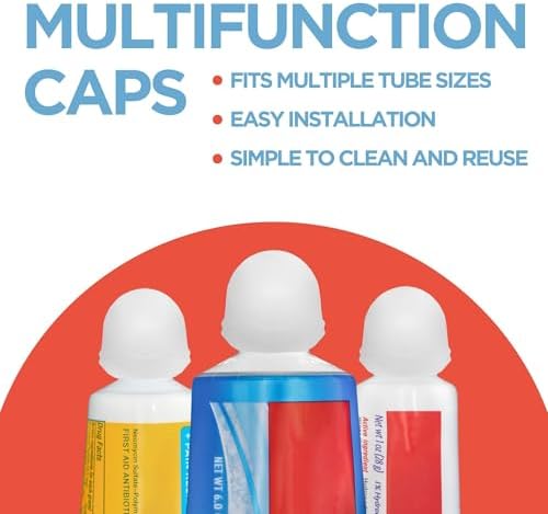 Chrome Cherry SqueezMe Self-Closing Toothpaste Caps, Silicone Lid for Kids & Adults, No Mess Toothpaste Dispenser, Self-Standing Easy Squeezer Cap, Bathroom Accessory, Clear, Pack of 3
