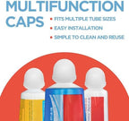 Chrome Cherry SqueezMe Self-Closing Toothpaste Caps, Silicone Lid for Kids & Adults, No Mess Toothpaste Dispenser, Self-Standing Easy Squeezer Cap, Bathroom Accessory, Clear, Pack of 3