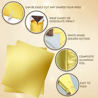 HRXMS Chocolate Bar Wrappers 120pcs - 6x7.5 Inch Gold Foil Paper with Thick Backing | Premium Candy Wrappers for Homemade Chocolate Bars, Candies, Holiday Gifts | Reusable Food-Grade Packaging