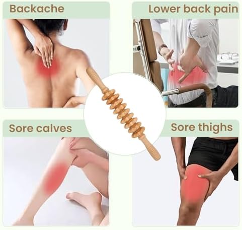3Pcs Wooden Massage Tools, Massage Roller, Foot Roller for Plantar Fasciitis Relief, Roller for Muscles Deep Tissue Massage, Lymphatic Drainage Massager