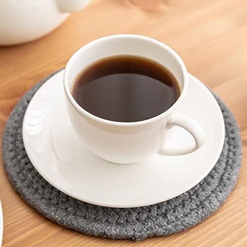 Pure White Fine Bone China Cup and Saucer Set, 8 Oz Cappuccino Coffee Cup Saucer Set