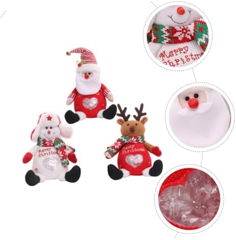 SOESFOUFU Christmas Candy Holder Bag Set 3pcs Santa Snowman Reindeer Wrapping Bags Festival Treat Party Supplies