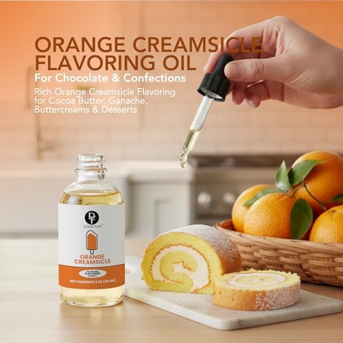 Dolce Flav Orange Creamsicle Extract - 2 Ounce Oil-Soluble Kosher, Sugar-Free, Concentrated Orange Creamsicle Flavor for Candy, Chocolates & Desserts, Includes Measured Dropper