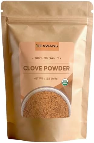 Heawans Organic Premium Grade Clove Ground, Food Grade Aluminium Foil Kraft Paper Pouch (16 OZ)