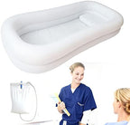 Medical Inflatable Bathtub, Portable Bed for Geriatric, Elderly, Disabled Bedridden Patients, Handicapped, Air Pump Adult PVC Bathtub with Water Bag Air Pillow, Bath in Bed (Double Layer)