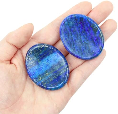 Thumb Worry Stone Lapis Lazuli Stone Crystal Natural Healing Crystals Oval Tiny Stress Relief Gifts Small Trinkets Fidget Palm Meditation Accessories Anxiety Relief Items for Women Men