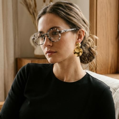 2SeeLife Oversized Hexagon TR-90 Reading Glasses for Men & Women – Medium–Wide Fit, Durable, Spring Hinges, Premium Readers, Gray Tortoise, +1.00