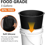 2PCS 5 Gallon Bucket Liner Reusable Rubber Bucket Liners for Concrete Mix and Thinset with Graduated Measurements (2PCS-Black)