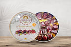 Zaitoune Pomegranate Covered Turkish Delight - 9 oz | Stuffed with Pistachios & Cashews | Coated with Dried Pomegranate Seeds | Authentic Lokum Sweets in a Gift Tin | Handmade & Individually Wrapped