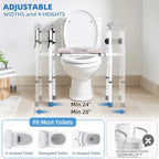 Bariatric Raised Toilet Seat with Handles Wide Toilet Seat Riser for Large Seniors with Adjustable Height & Width Heavy Duty 500lb Handicap Elevated Toilet Seat for Big Elderly Pregnant