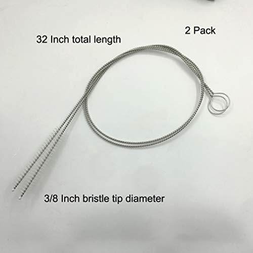 2 Pcs Cleaning Brush Bristle Tip 3/8” by 32” Inch Long - Flexible Cleaner Tool for Clean Keg, Feeding Tube, Line Tube Hose
