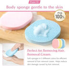 Hair Removal Aid Kit: 3 Body Sponges & Depilatory Cream Spatula - Gentle on Skin, 100% PVA Material, for Men & Women
