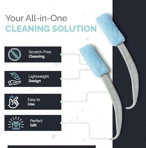 Reusable Microfiber Duster & Crevice Cleaning Brush | Versatile Cleaning Tools for Blinds, Window Tracks, Shutters, Baseboards, Kitchen Gaps | Microfiber Window & Space Cleaner (Pack of 2)