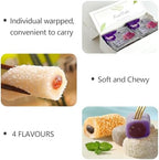 KWOLYKIM Mochi Rice Cake, Red Bean Flavor Asian Pastry Traditional Snack and Food Soft & Sweet Mochi Individually Packaging Dessert 360g/12.69oz (Pack of 6)