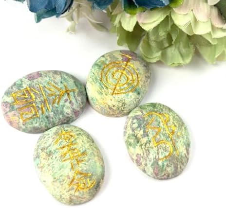 Jet International Ruby Fuscite Oval Usui Reiki Healing Set Chakra Balancing Meditation Gemstone Spiritual Energized Positive Mental Peace Prosperity Growth Bonding Relationship De-Stress Anxiety