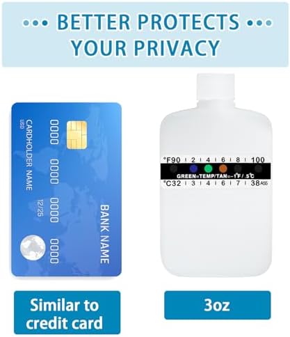 3oz Urine Test Complete Kit, 2 Smaller Translucent Portable Empty Bottle, Hidden Hi-Stretch Leg Strap and Thermal Sample Bag, 10 Temperature Test Strips, Urine Bottle Kit Test Practice at Home