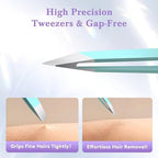 Tweezers for Women Facial Hair,Stocking Stuffers Birthday Gifts 4 Pack Tweezers for Eyebrows,Tweezer Set for Ingrown Hair, Plucking Daily Beauty Tool with Leather Travel Case
