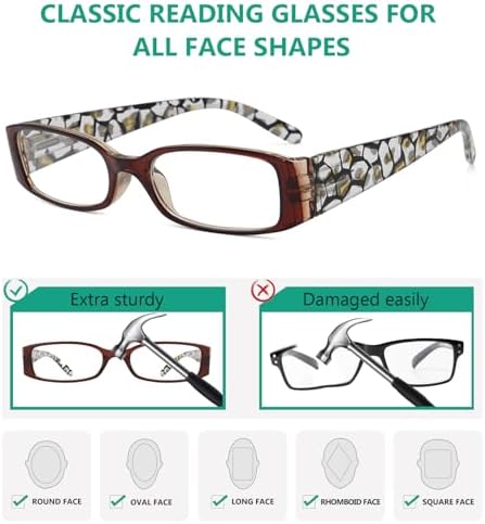 Eyekepper 10 Pack Reading Glasses Floral Patterned Readers Women Inlcude Reader Sunglasses +1.50