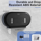 Commercial Twin Jumbo Toilet Tissue Dispenser, 9” Double Toilet Paper Roll Holder Wall Mount, Industrial Tissue Dispenser with Key Lock,Tissue Holder with Dual Dispenser for Bathroom,Office,School