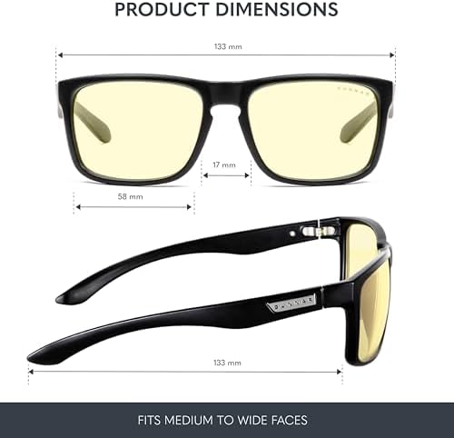 GUNNAR Gaming Glasses - Intercept Onyx Amber Lens - Blue Light Blocking Relieve Dry Eye