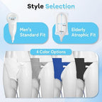 Wearable Urine Collector for Men with Reusable Silicone Urine Cup Adjustable Fixed Pants and 2 Urinary Bags 2000ml and 1000ml External Catheter for Men for Home Travel and Daily Use, Elderly Men Grey