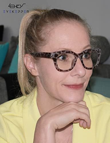 Eyekepper Oversized Progressive Readers Women - UV Protection Multifocus Computer Readers - Noline Trifocal Reading Glasses - Grey/Tortoise Frame +1.75