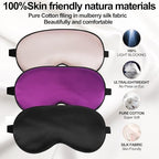 Sleep Mask, Silk Eye Mask for Sleeping with Adjustable Strap, Blindfold Eyeshade for Men & Women, Comfortable & Soft Eye Cover Eyeshade for Night Sleep (Black, Pink, Purple)