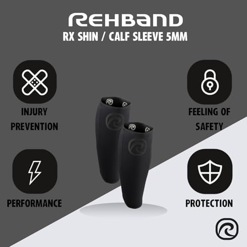 Rehband 5mm Neoprene Shin Calf Sleeve, Compression Support Men & Women for Calf and Shin, Promotes Blood Circulation, Ideal for Strength Training
