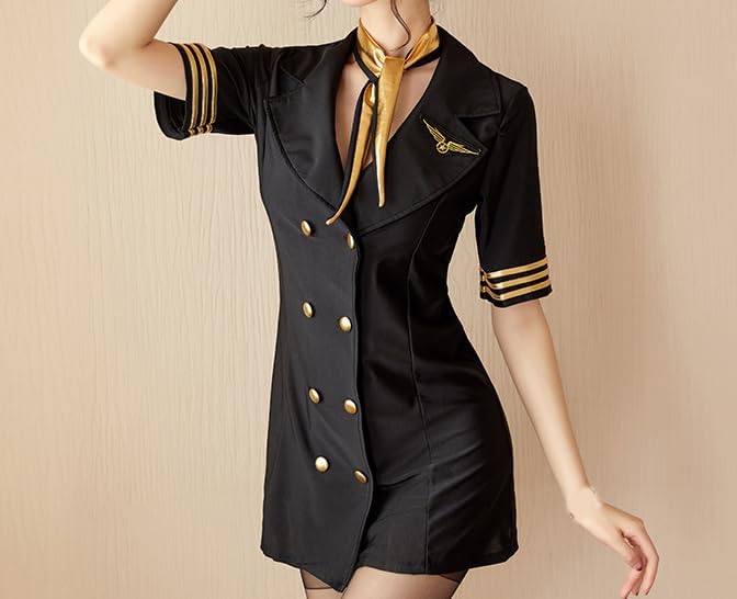 Adult Stewardess Costume Women Flight Attendant Costume with Accessories