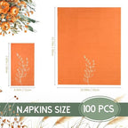 Terracotta Napkins 2- Ply Disposable Dinner Paper Napkin 100 Pcs Gold Foil Leaves Fall Napkins for Dinner Picnic Birthday Wedding Party