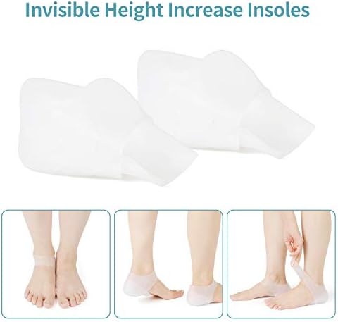 Concealed Footbed Enhancers Invisible Height Increase Soft Silicone Heel Insoles Wearable Heel Cushion Inserts ，Breathable Suitable for Men Women (1.6in/4cm)
