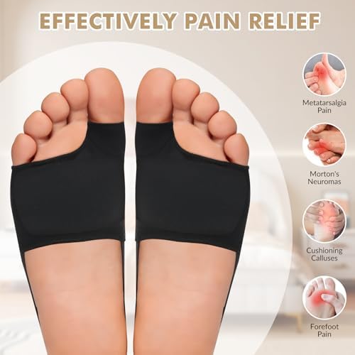 Ball of Foot Cushions for Women - Wide Metatarsal Pads for Morton's Neuroma, Metatarsalgia - Gel Foot Pads