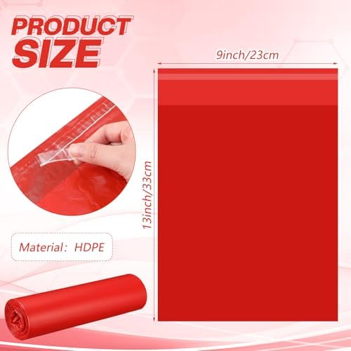 Feifeiya 300 Pcs Small Red Trash Bag 9 x 13 Red Biohazard Bags Garbage Bag with Strong Adhesive Strip Waste Trash Bags Hazardous Biohazard Infectious Container for Home Lab Hospital Office Clinics Vet