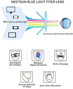 MEETSUN Blue Light Blocking Glasses women men, Anti Eye Strain Headache (Sleep Better),Computer Glasses UV400 Lens (T1 Flower-Transparent Lens)