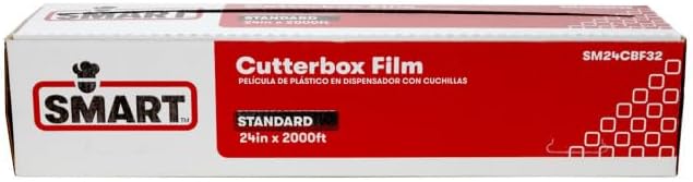 SMART Clear Cling Film Wrap with Cutterbox, SM24CBF32, 24" x 2000' x Standard 32 Gauge | 1/Each