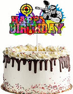 Paintball Birthday Cake Topper for Boys Men - Shooting War Game Party Decorations - Gun Cake Decor
