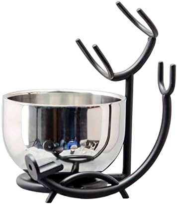 Grandslam Shaving Brush and Bowl Kit for Men, 3 in 1 Shaving Brush Set, Stainless Steel Shaving Bowl and Stand, Shaving Kit for Men