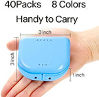ZENFUN 40 Packs Retainer Case, Mouth Guard Cases Denture Case Bulk, Slim Aligner Box with Vent Holes, Assorted Denture Storage Container for Night Guards, Individually Sealed