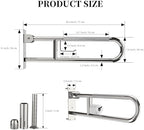 Toilet Grab Bar 30.3 Inch, YuanDe Flip Up Grab Bar with Paper Holder, Polished Chrome Anti-Slip Safety Bars for Toilet, Stainless Steel Knurled Toilet Handles for Seniors Disabled Elderly Pregnant