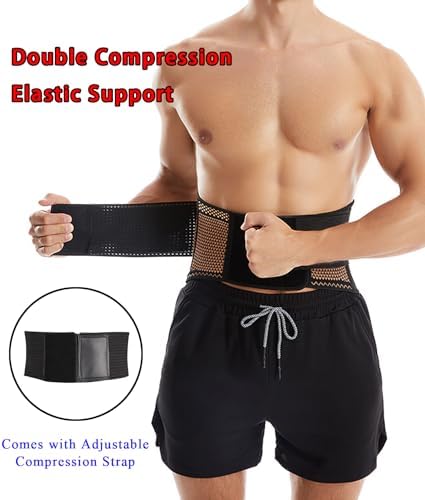 Breathable Lower Back Brace with 4 Stays, Plus Size Lumbar Support Belt for Back Pain Relief with Removable Compression Straps, Back Braces for Herniated Disc, Sciatica,Heavy Lifting