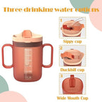 Spill Proof Sippy Cups for Seniors & Adults -10.2oz(300ml) Non-Spill Cups with 2 Handles & Straw Lid, Elderly Drinking Cups for Patients, Disabled, Pregnant Women, Dishwasher Safe (Orange)
