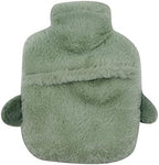 MOSSTYYUS Hot Water Bottle Rubber Hand Warmer Bed Bottle with Plush Cover Leakproof PVC Hot Water Bag, Dinosaur, 400 ML