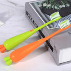 4 Pcs Soft Toothbrush Set, Carrot and Green Root Manual Toothbrushes with Soft Bristles for Daily Use and Travel, Ergonomic Design Suitable for