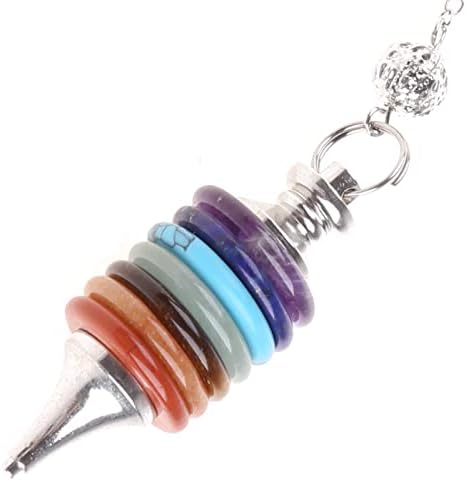 7 Chakra g Crystals Pendulum Energy Point Stone Pendant for Dowsing Divination Balancing Fashion Jewelry, Quantity: 1