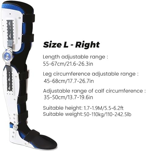 Adjustable Knee Joint Fixed Brace Full Leg Brace Knee Support Lmmobilizer Breathable Thigh Knee Ankle Foot Supports Orthosis Soft and Breathable Helps to Improve Balance Leg Stre,Right,L